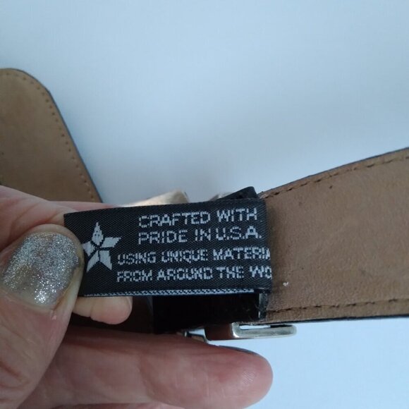 Leather Western Belt NWT Brown Reptile Print Silver Toned Hardware. Giftable! - Picture 5 of 9